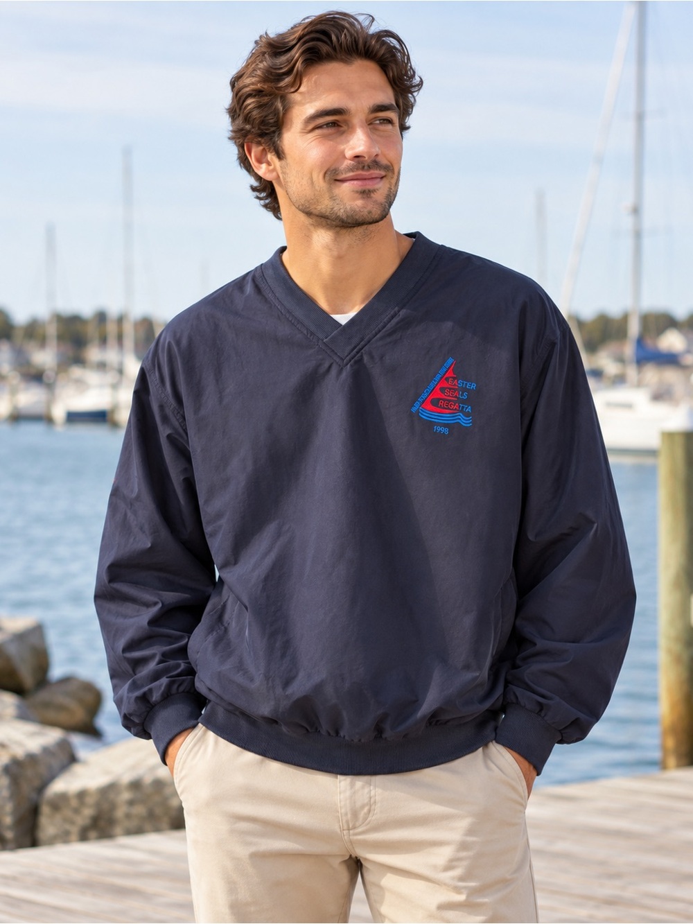 Vintage 1998 Easter Seals Regatta Navy Pullover Windbreaker Size XL 90s